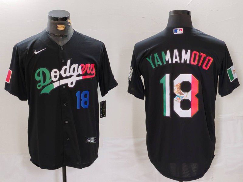 Men Los Angeles Dodgers #18 Yamamoto Black Fashion Nike Game MLB Jersey style 7012->los angeles dodgers->MLB Jersey
